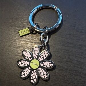 Coach Silver and Pink Floral Key Holder